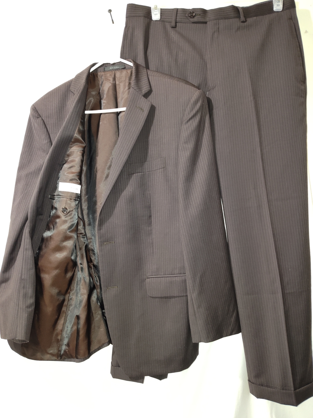 Calvin Klein Brown Pinstripe Two-Piece Suit